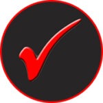 small round logo red tick