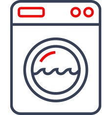 washing machine red and black icon